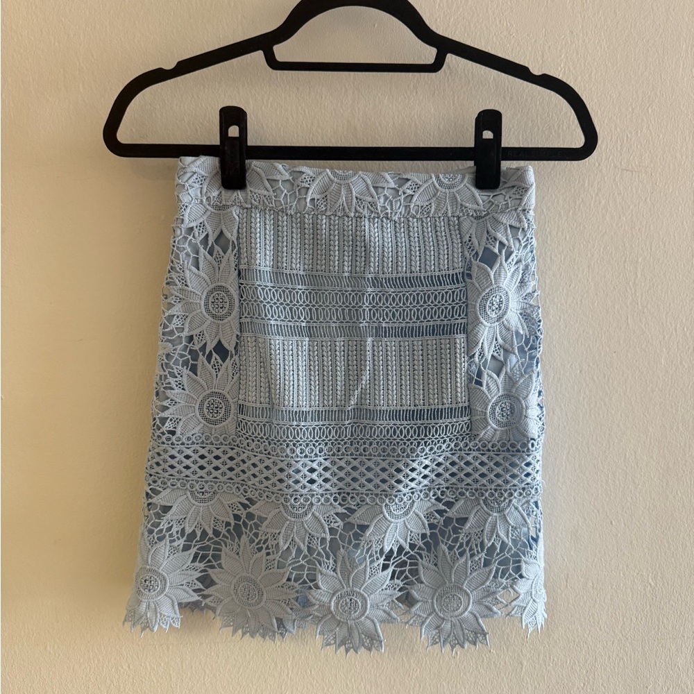 Topshop Light Blue Lace Mini Skirt